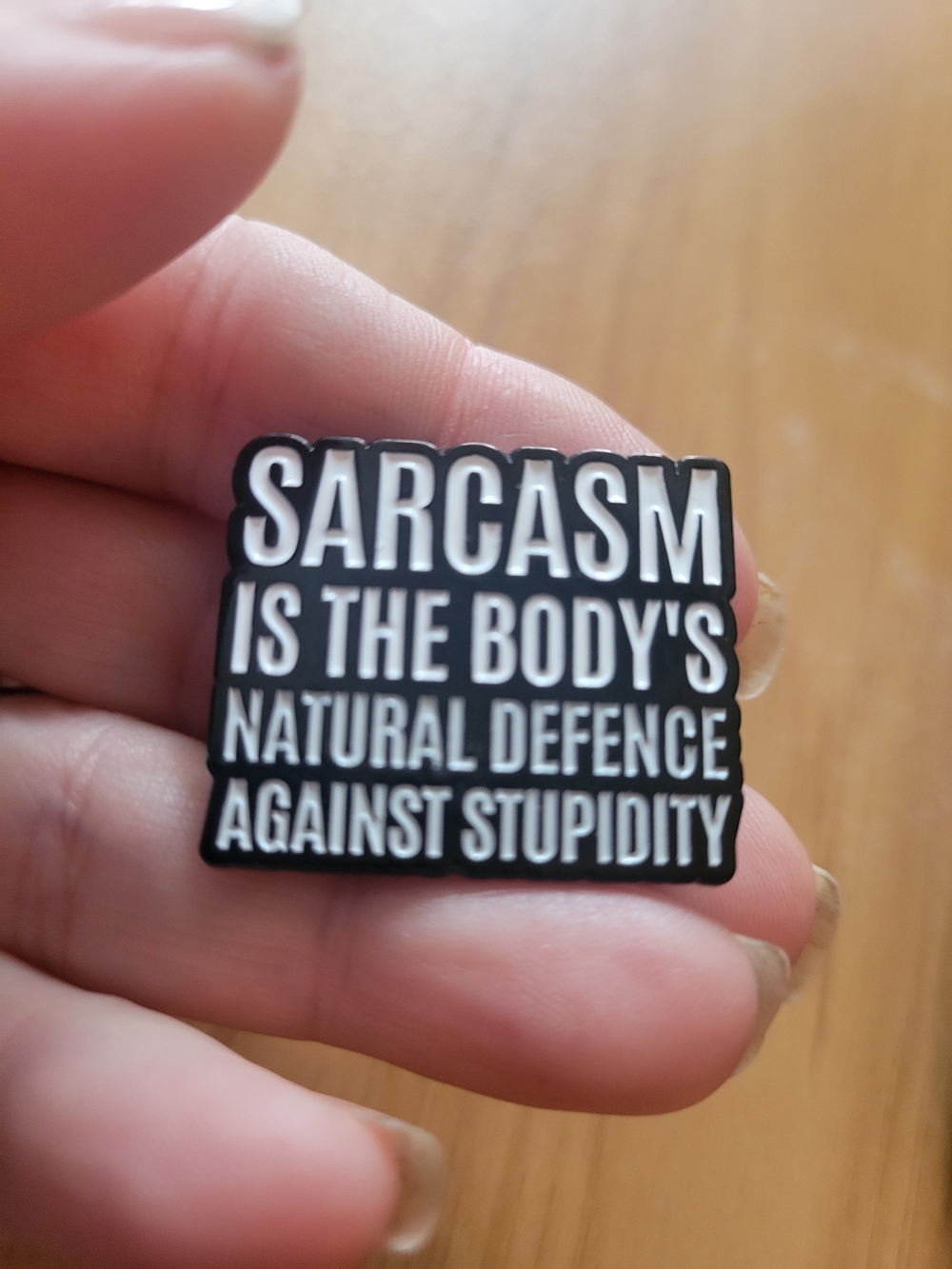 👻BUY 1 GET 1 FREE👻Black and White 'Sarcasm' Statement Brooch - Novelty Pin
